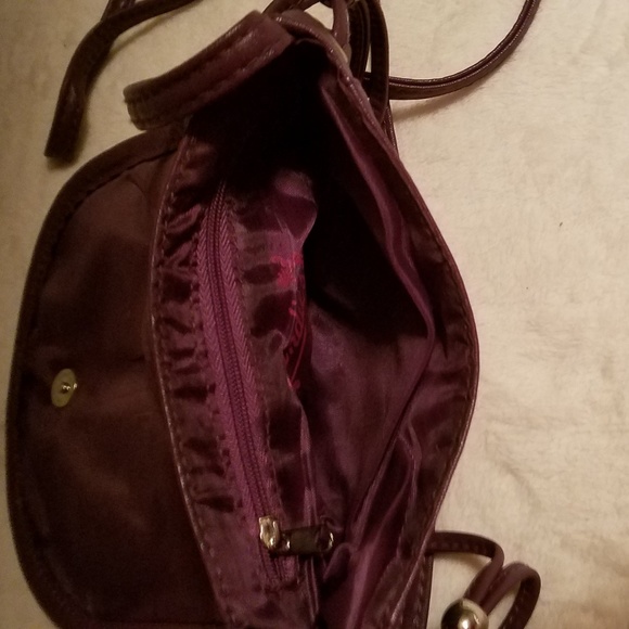 Deep chocolate burgandy wine leather crossbody - Picture 2 of 4